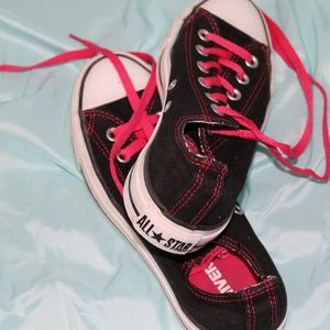 Pink and Black Converse All-Stars Double Tongued